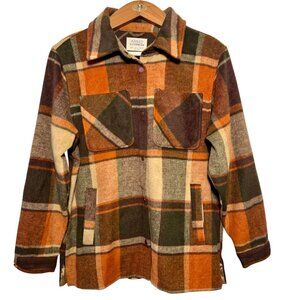 Autumn Forest Outdoors Nature Woods Flannel Plaid Jacket Forest Wool Size L